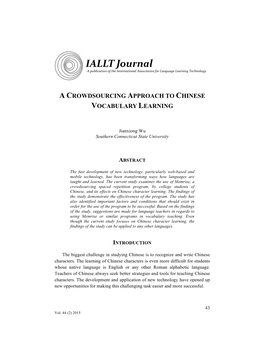 The IALLT Journal a Publication of the International Association for Language Learning Technology