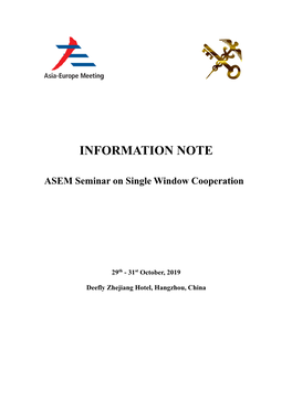 ASEM Seminar on Single Window Cooperation