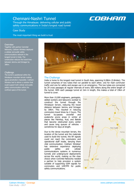 Chennani-Nashri Tunnel Through the Himalayas: Delivering Cellular and Public Safety Communications in India’S Longest Road Tunnel