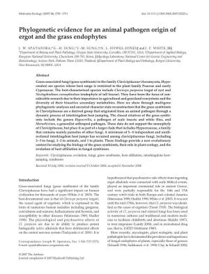 Phylogenetic Evidence for an Animal Pathogen Origin of Ergot and The