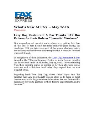 May 2020 FAX Newsletter ENGLISH