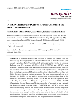 IF-WS2/Nanostructured Carbon Hybrids Generation and Their Characterization