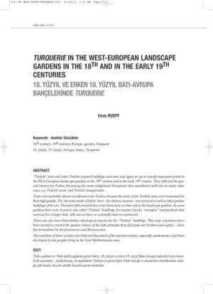 TURQUERIE in the WEST-EUROPEAN LANDSCAPE GARDENS in the 18Th and in the EARLY 19Th CENTURIES 18