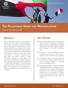 The Palestinian Quest for Reconciliation Can It Be Achieved?