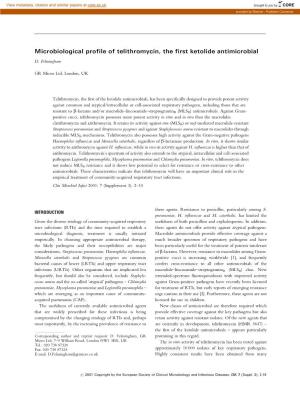 Microbiological Profile of Telithromycin, the First Ketolide Antimicrobial