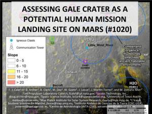 Gale$Crater;!They!Oﬀer!Steady!Climabc!Condibons,!Cmdscale!Hazard!Assessments,!And! Welldcharacterized!Science!Regions!Of!Interest!(Rois).!