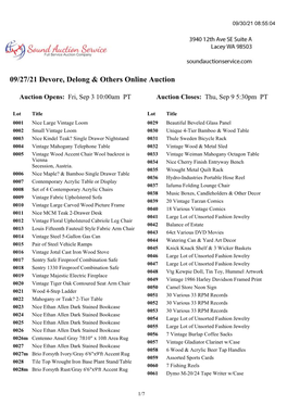 Devore, Delong & Others Online Auction