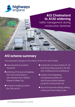 A12 Chelmsford to A120 Widening A12 Scheme Summary