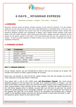 6 Days Myanmar Express