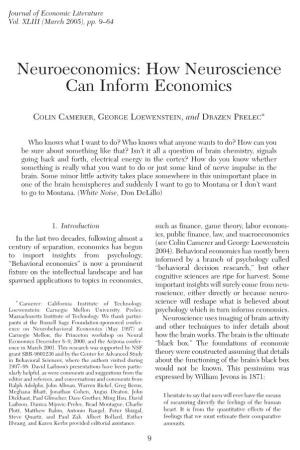 Neuroeconomics: How Neuroscience Can Inform Economics