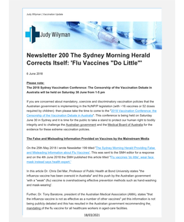 Newsletter 200 the Sydney Morning Herald Corrects Itself: 'Flu Vaccines "Do Little"'