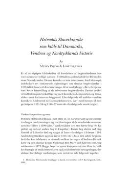 Helmolds Slaverkrønike Som Kilde Til Danmarks, Vendens Og Nordtysklands Historie