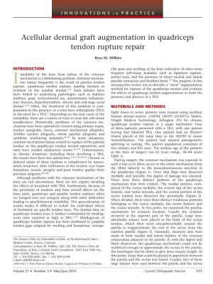 Acellular Dermal Graft Augmentation in Quadriceps Tendon Rupture Repair
