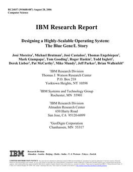 IBM Research Report Designing a Highly-Scalable Operating System