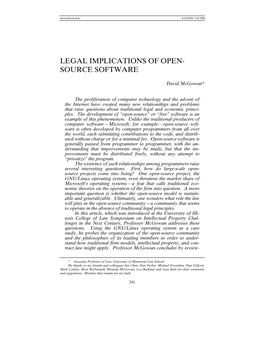 Legal Implications of Open-Source Software