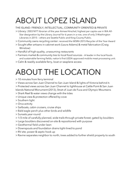 About Lopez Island About the Location