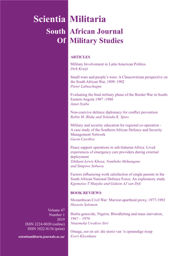 Scientia Militaria South African Journal of Military Studies