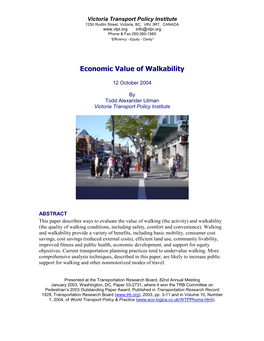 Economic Value of Walkability