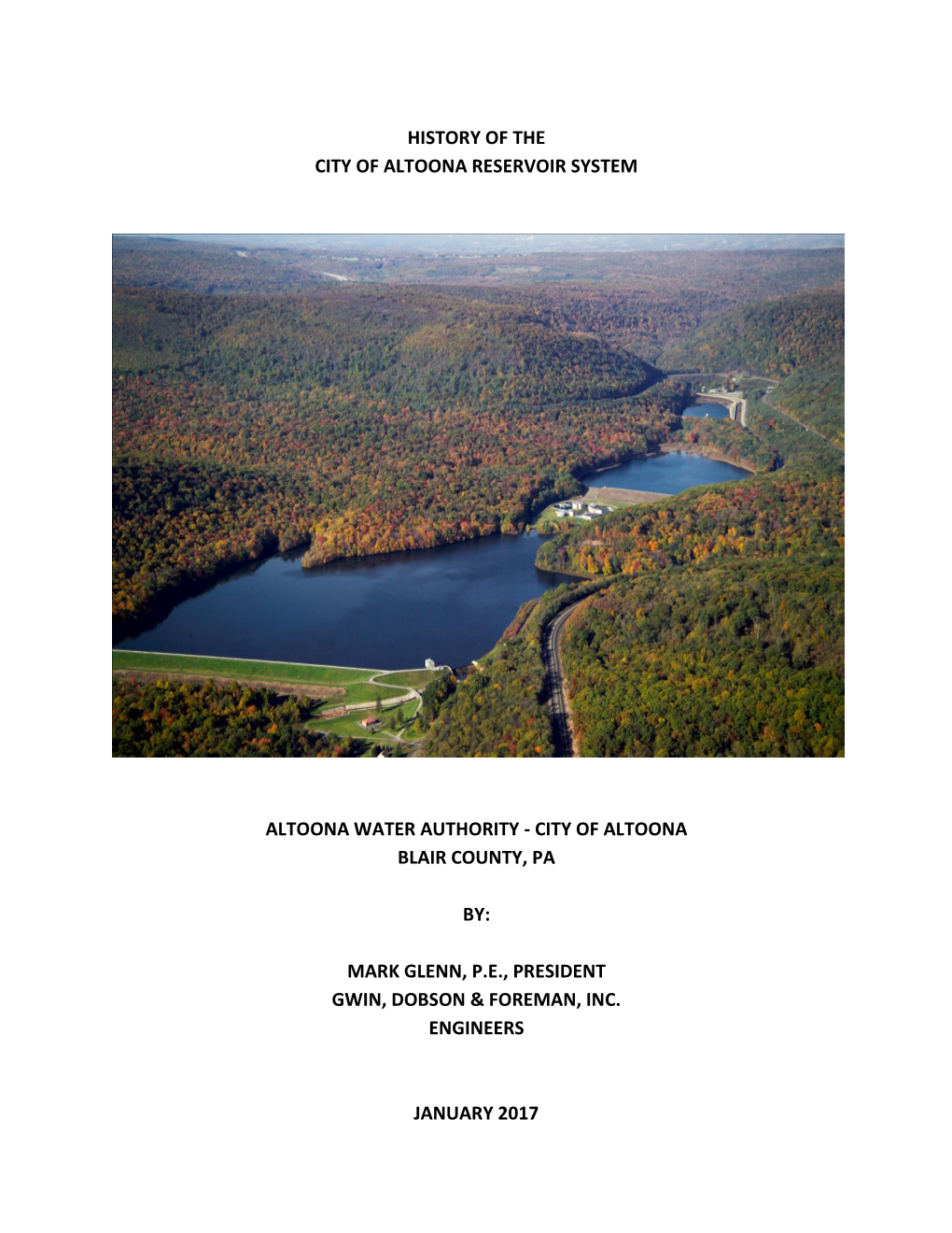 History of the City of Altoona Reservoir System