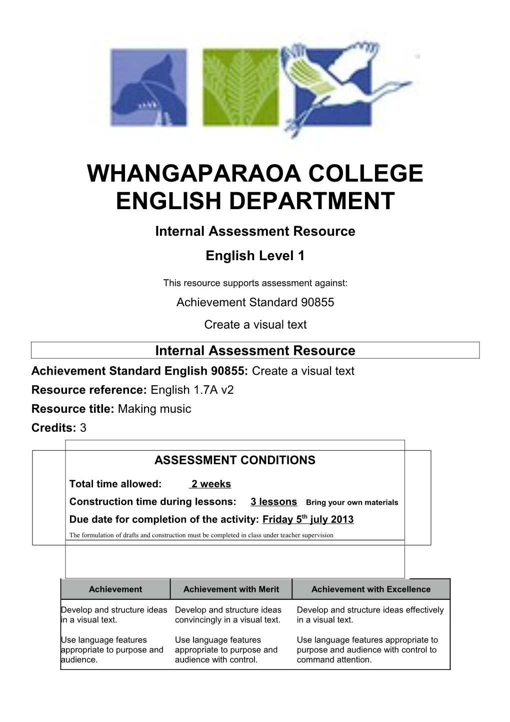 Whangaparaoa College English Department