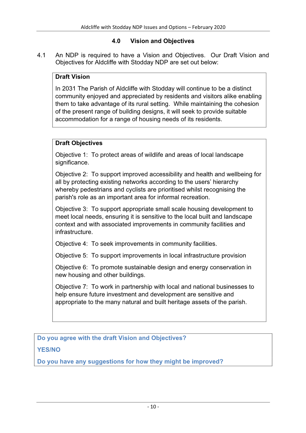 4.0 Vision and Objectives 4.1 an NDP Is Required to Have a Vision And