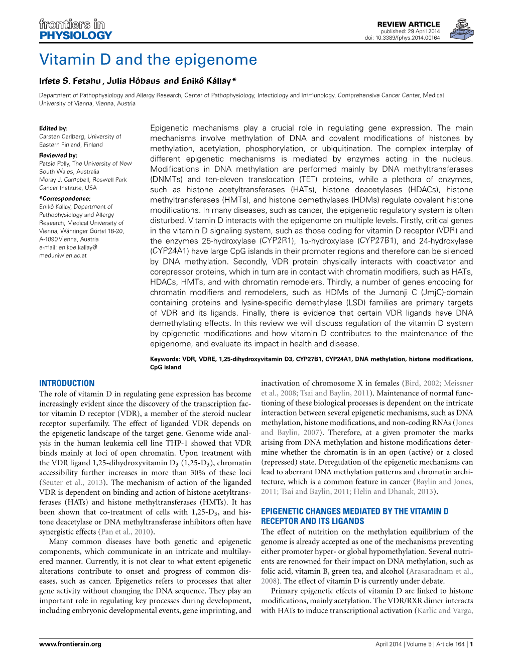 Vitamin D and the Epigenome