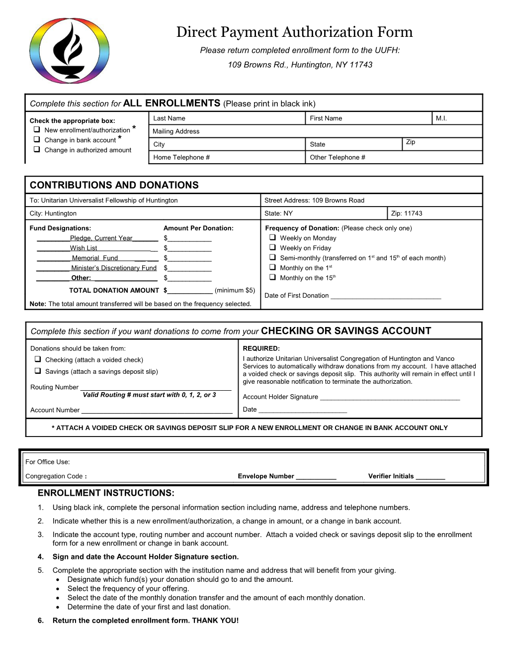 Authorization Agreement for Automatic Withdrawal of Funds