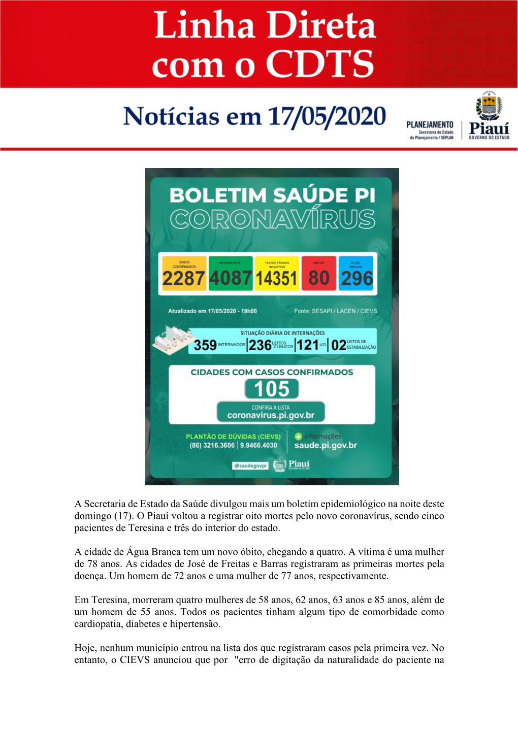 A Secretaria De Estado Da Saúde Divulgou Mais Um Boletim Epidemiológico Na Noite Deste Domingo (17)