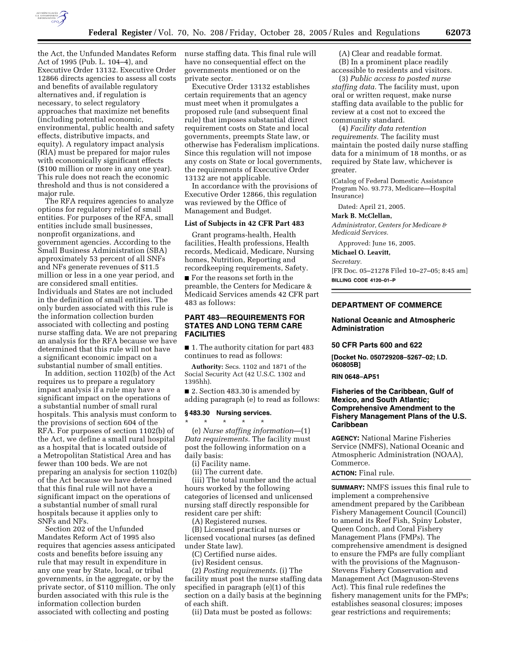 Federal Register/Vol. 70, No. 208/Friday, October 28, 2005/Rules