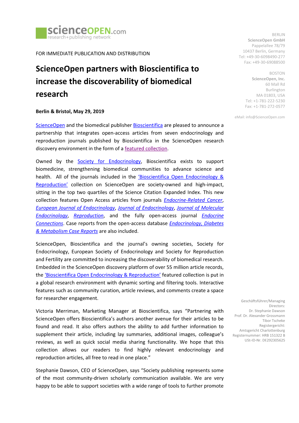 Scienceopen Partners with Bioscientifica to Increase The