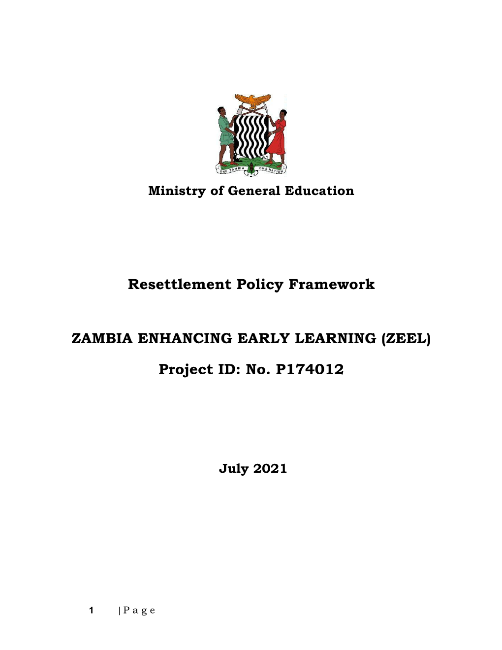 Resettlement Policy Framework ZAMBIA ENHANCING EARLY