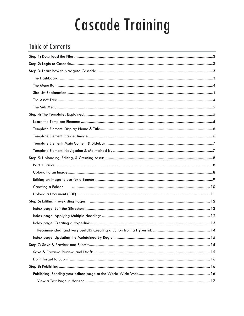 Cascade Training Transcript