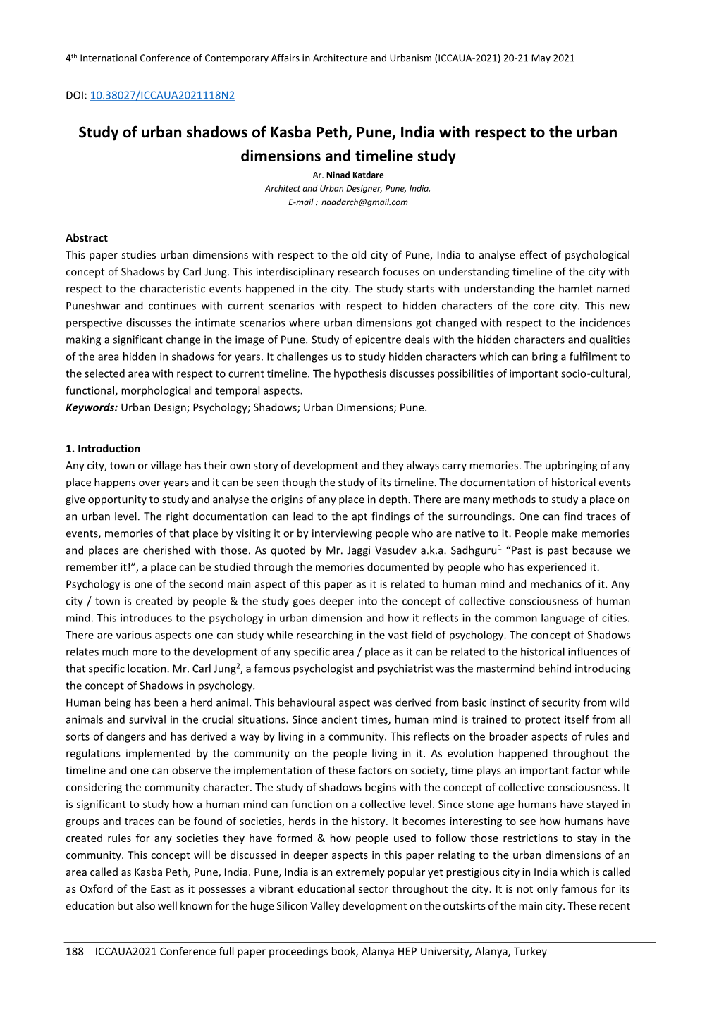 Study of Urban Shadows of Kasba Peth, Pune, India with Respect to the Urban Dimensions and Timeline Study Ar