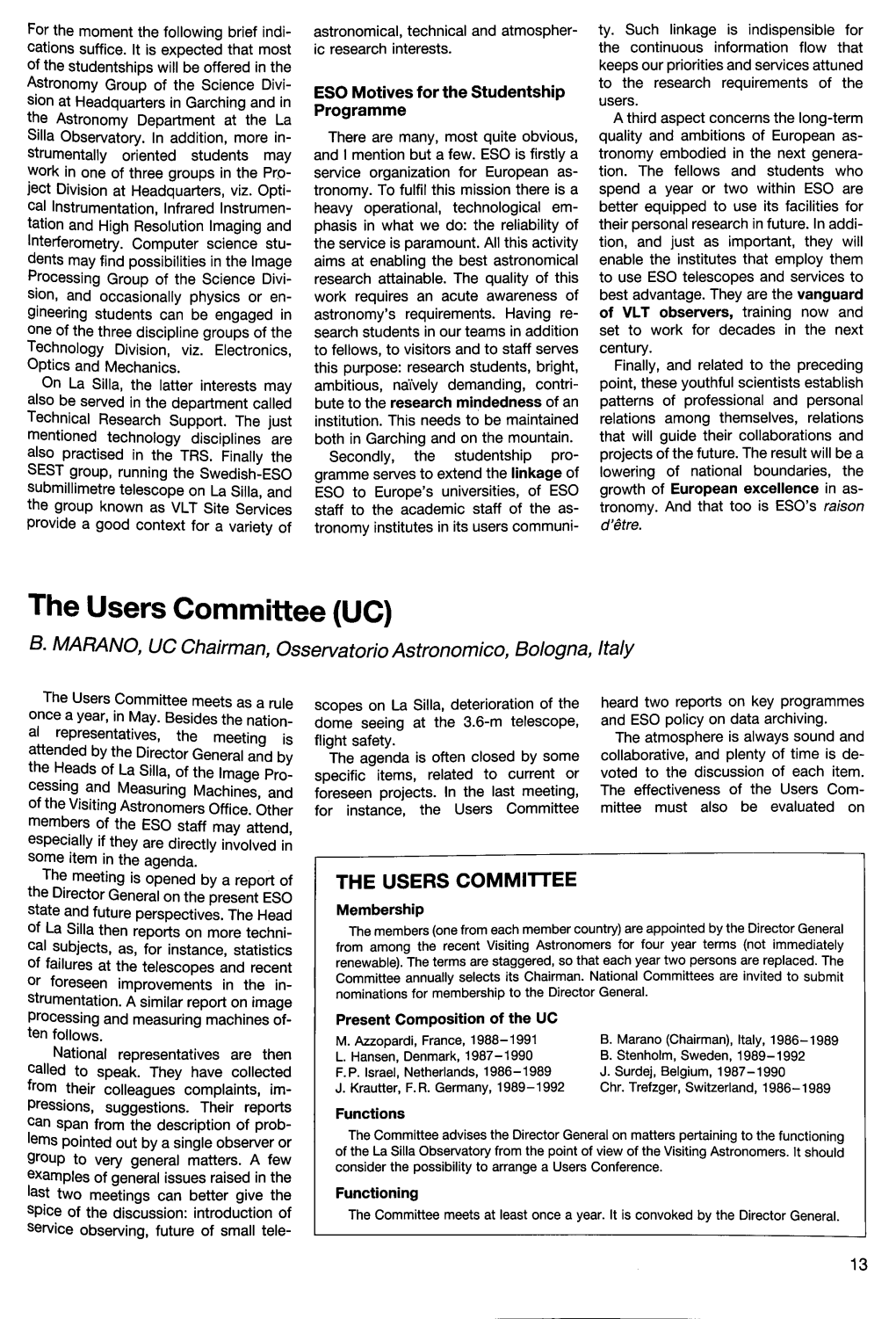 The Users Committee (UC) B