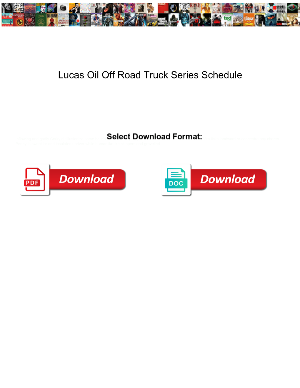 Lucas Oil Off Road Truck Series Schedule