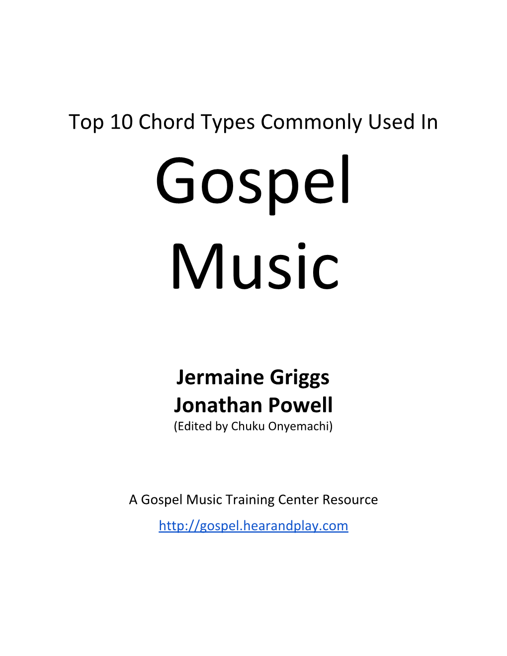 Top 10 Chord Types Commonly Used in Jermaine Griggs Jonathan Powell