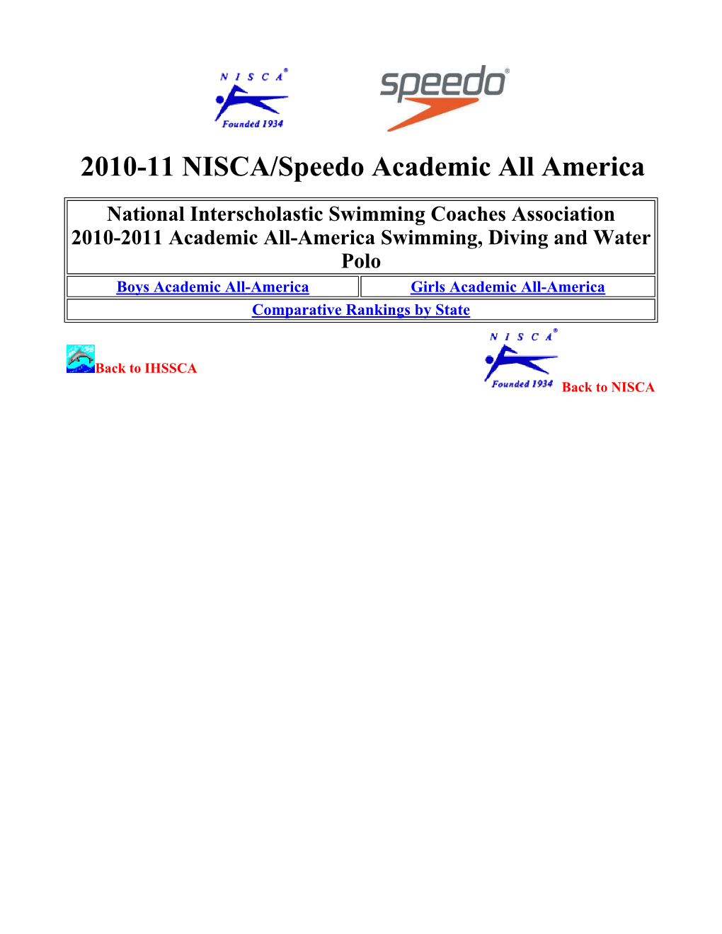 2010-11 NISCA/Speedo Academic All America