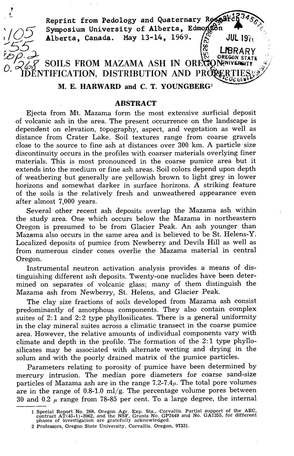 05 LIBRARY 0, ,,,?6G SOILS from MAZAMA ASH in OR 111\14Mm/Cm