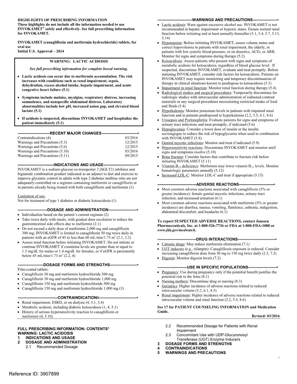 INVOKAMET (Canagliflozin and Metformin Hydrochloride)