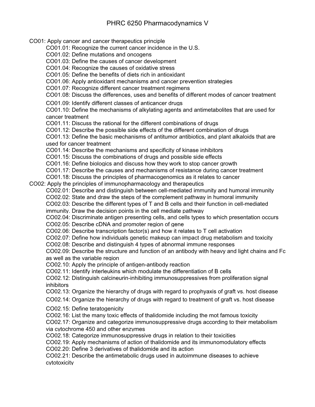 Curriculum Course Objectives 4-28-14