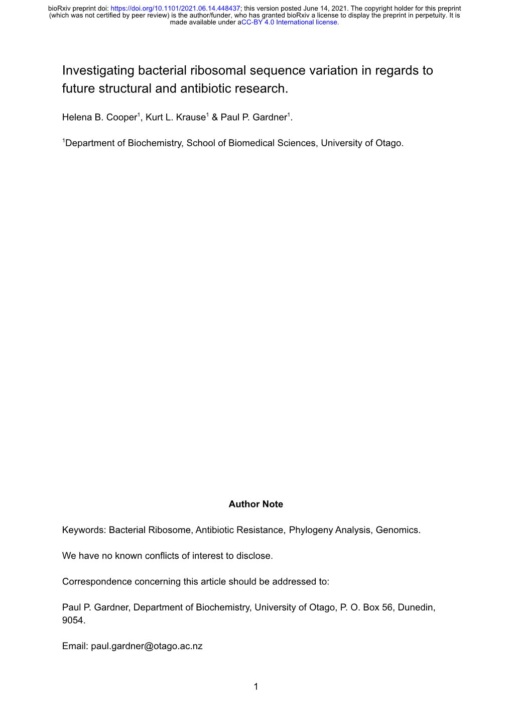 Investigating Bacterial Ribosomal Sequence Variation in Regards to Future Structural and Antibiotic Research