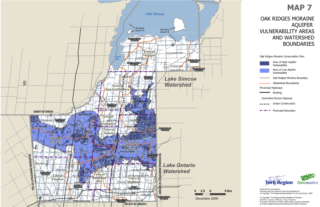 Oak Ridges Moraine Aquifer Vulnerability Areas