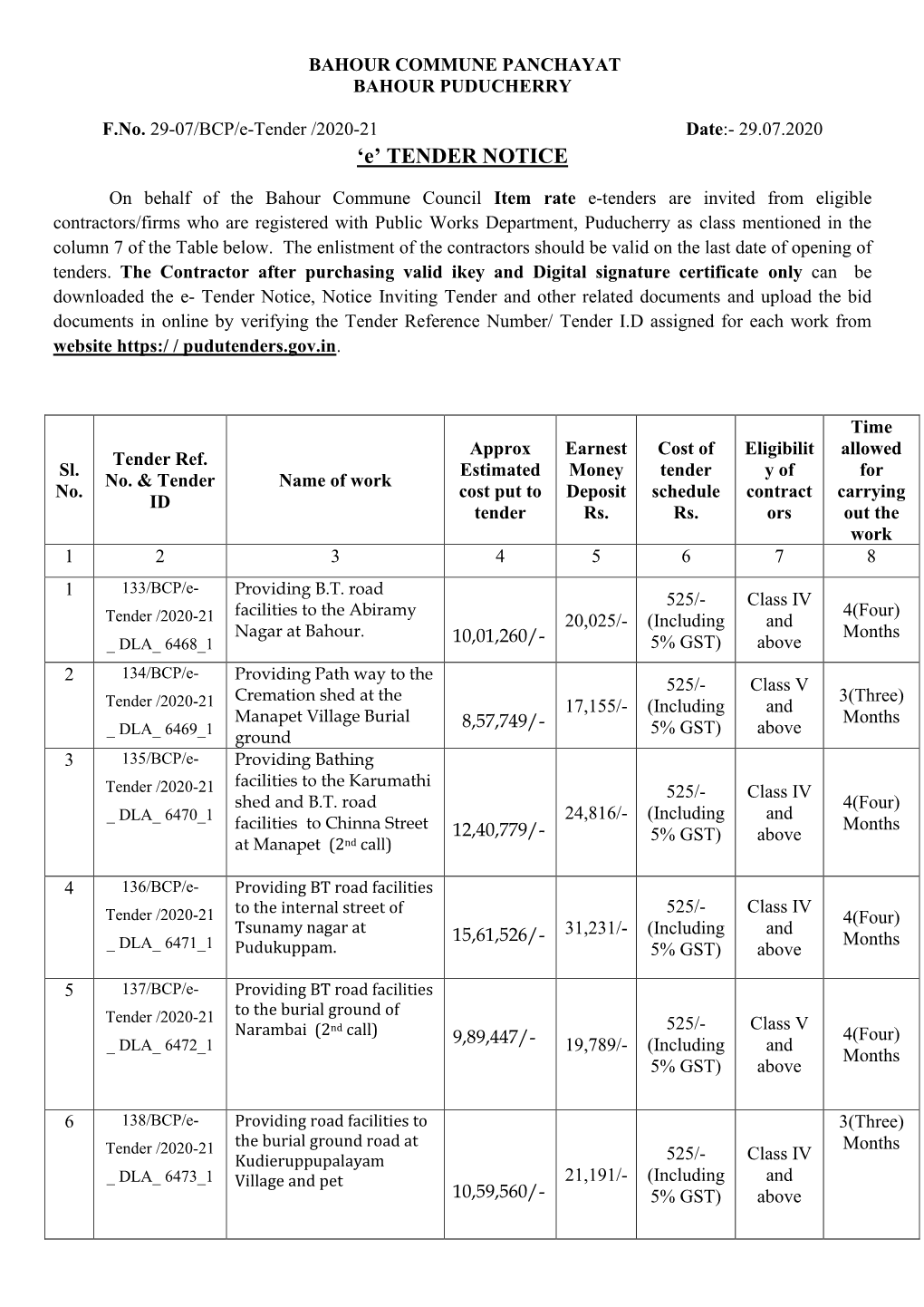 Tender Notice