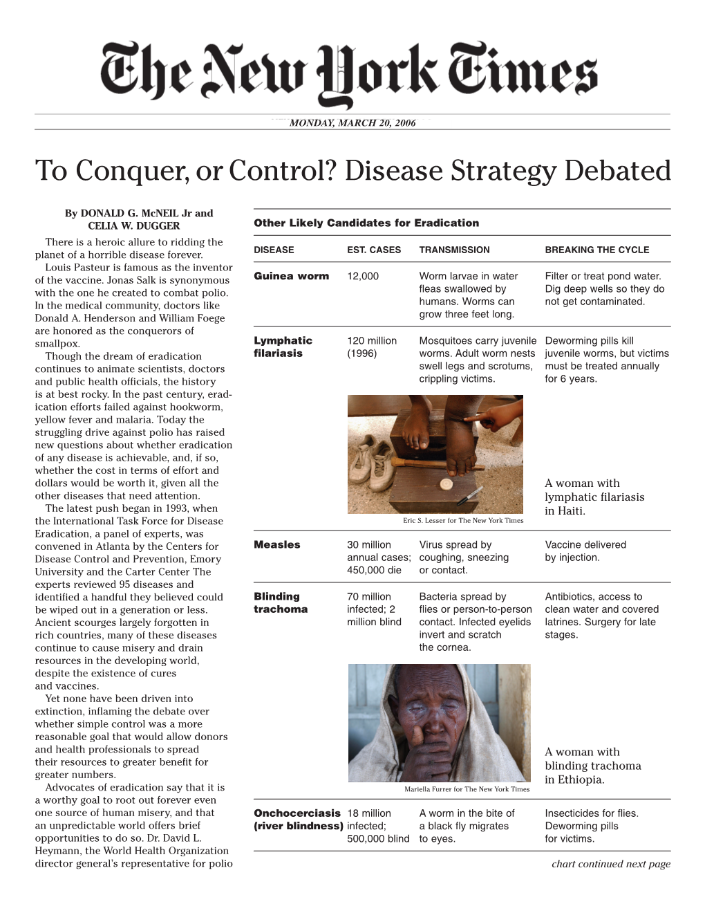 Disease Strategy Debated