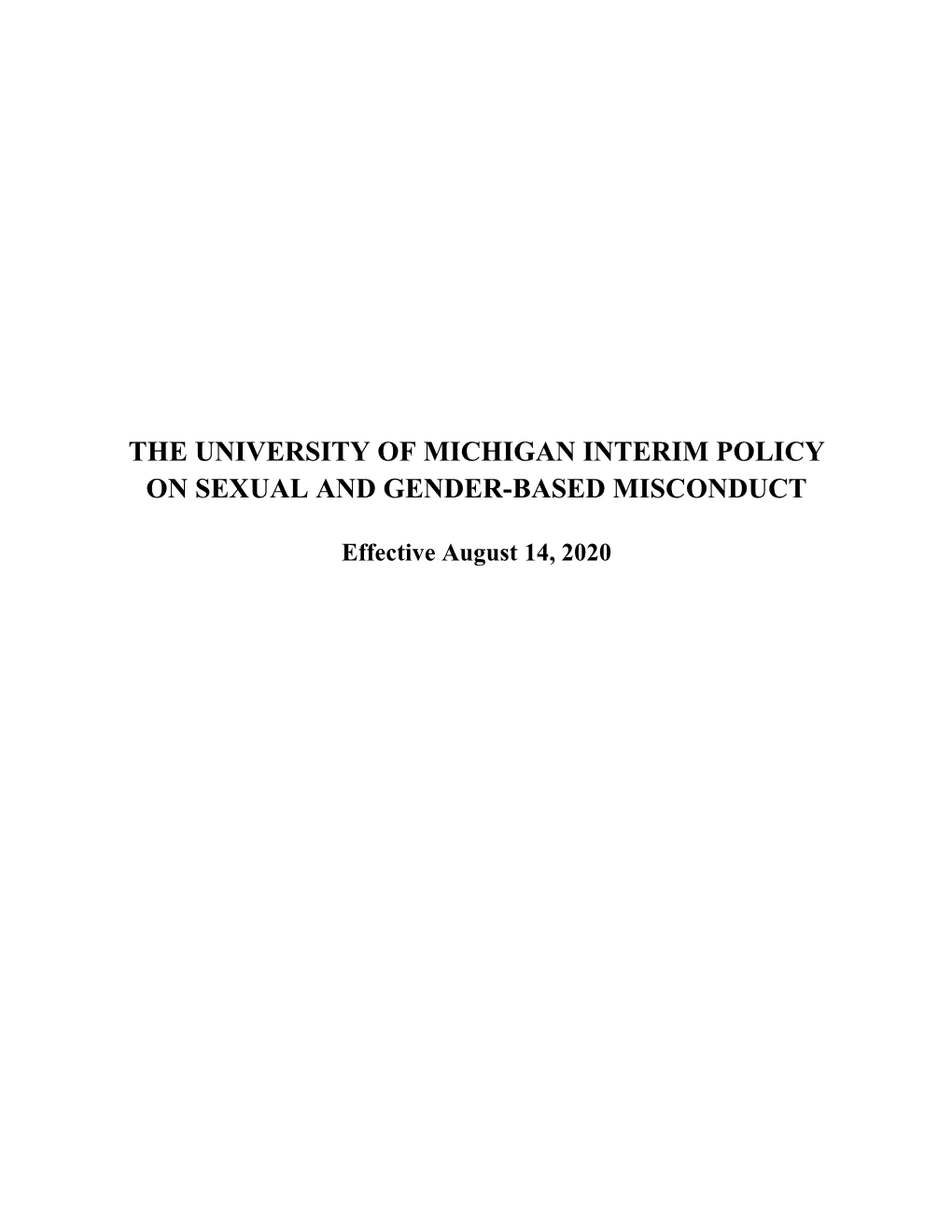 Interim Policy on Sexual and Gender-Based Misconduct