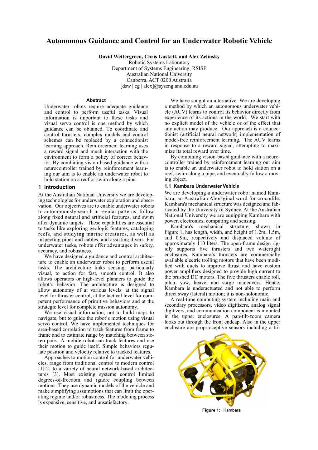 Autonomous Guidance and Control for an Underwater Robotic Vehicle