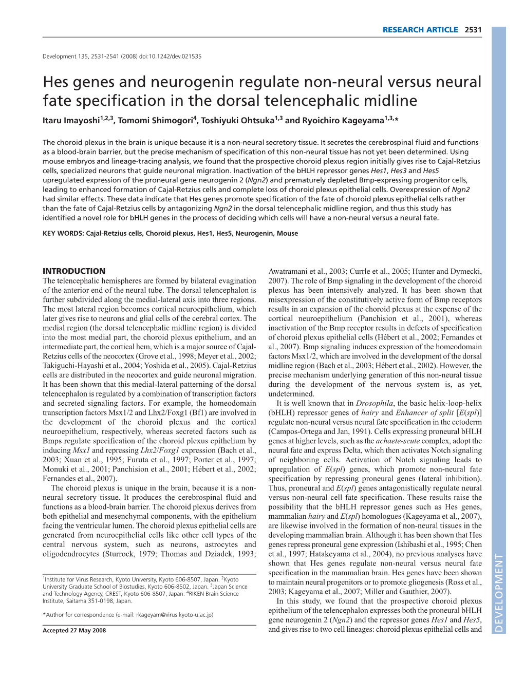 Hes Genes and Neurogenin Regulate Non-Neural Versus Neural Fate