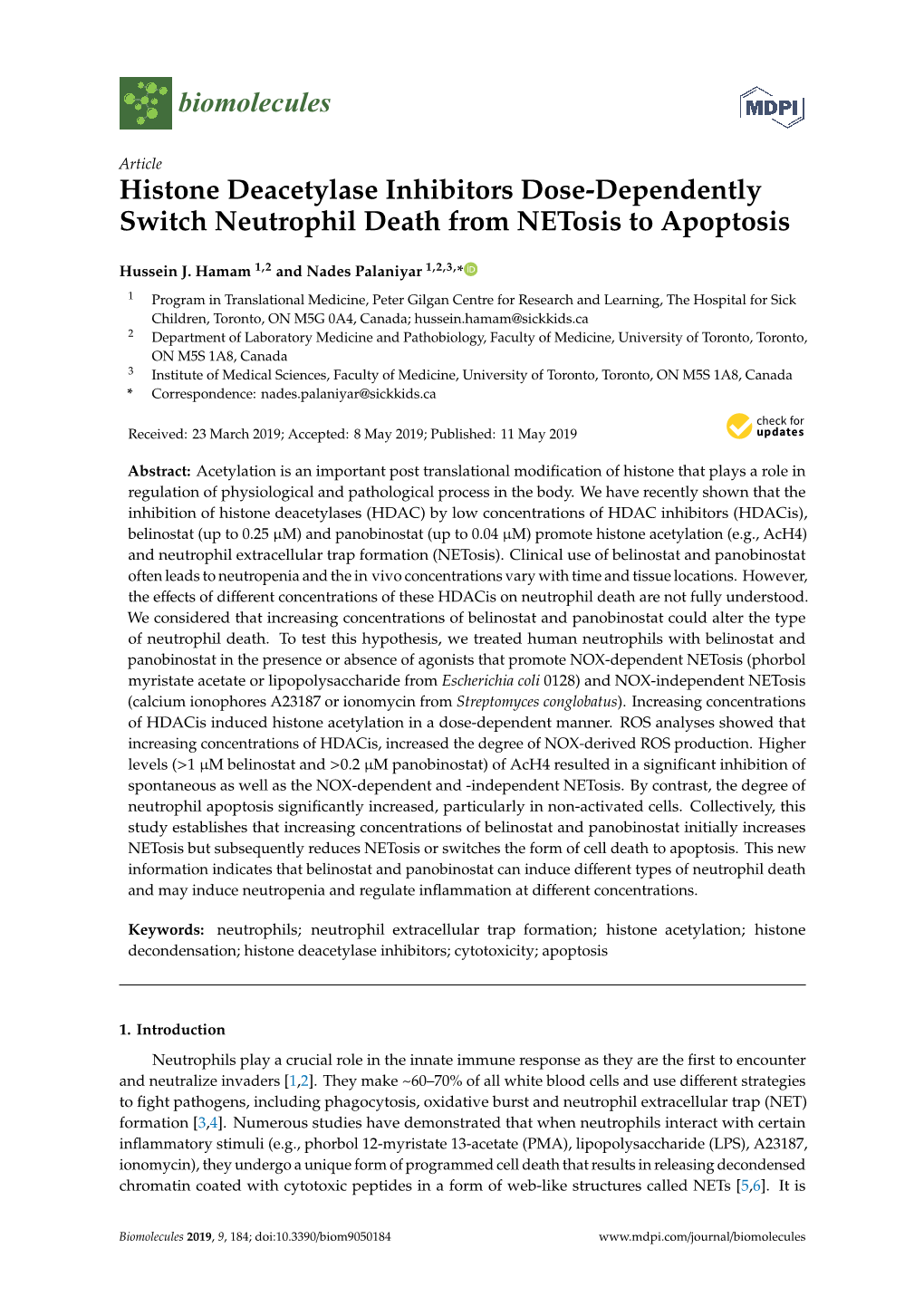 Histone Deacetylase Inhibitors Dose-Dependently Switch Neutrophil Death from Netosis to Apoptosis