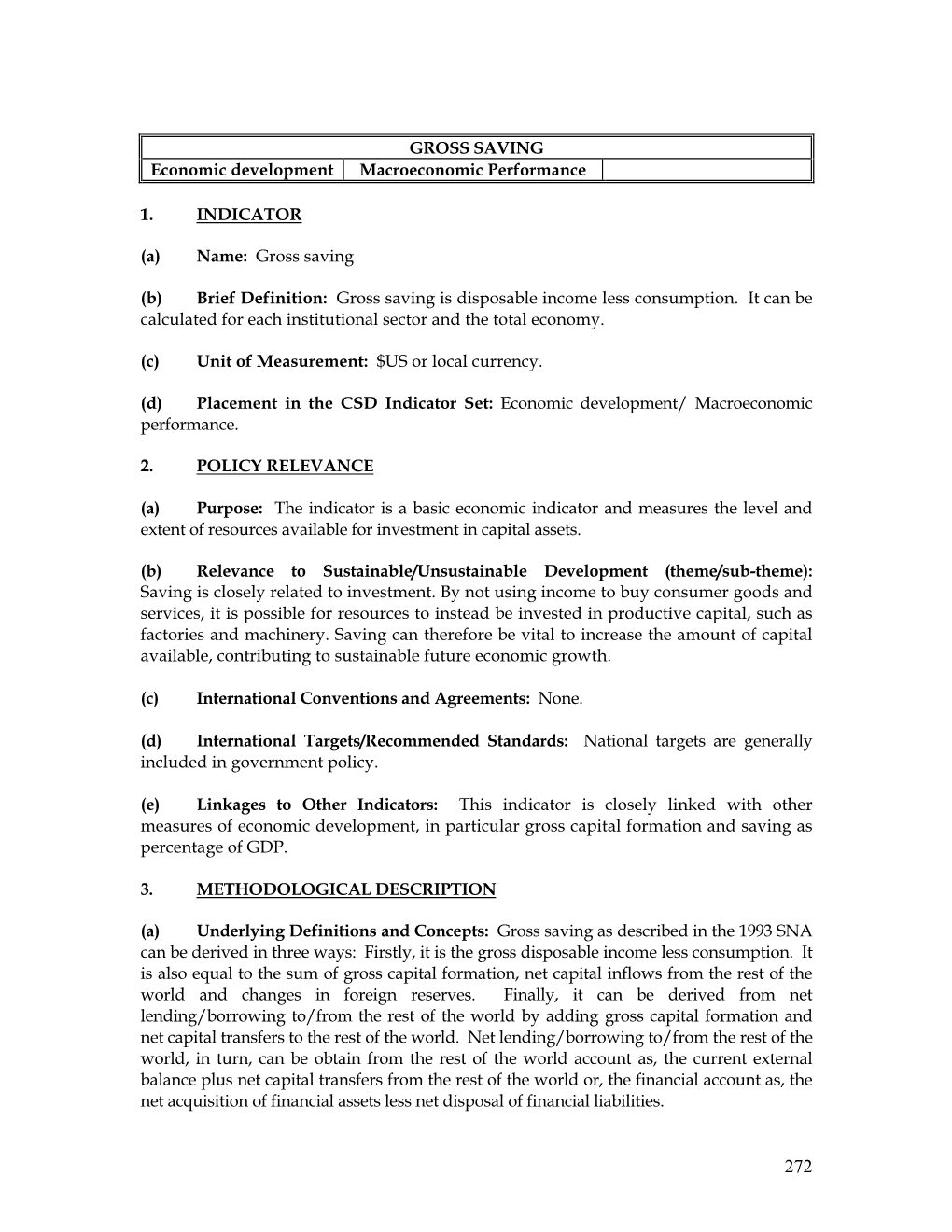 GROSS SAVING Economic Development Macroeconomic Performance