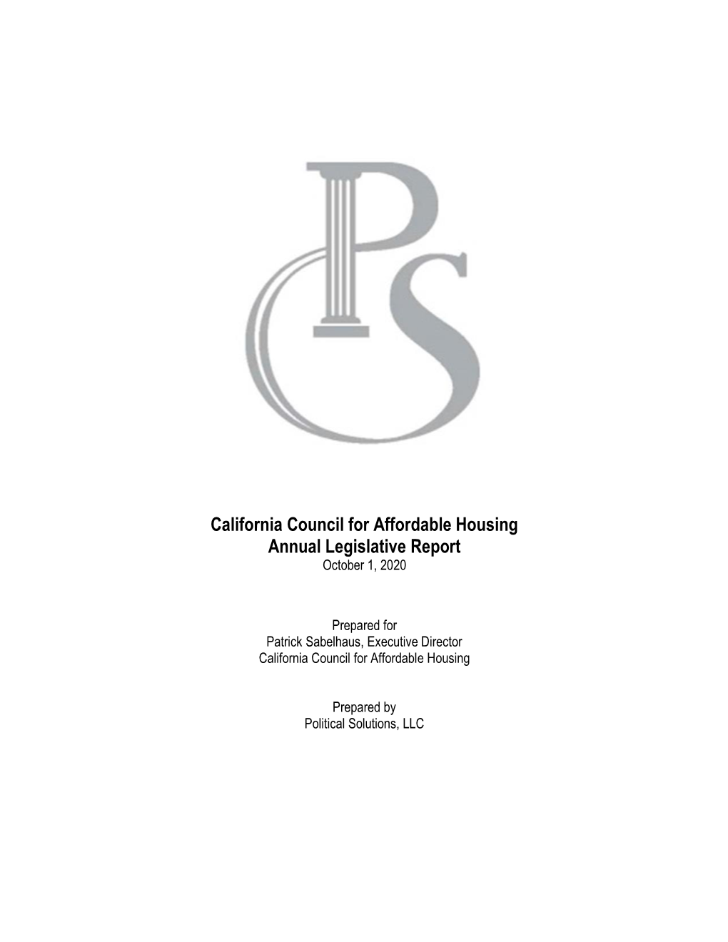 California Council for Affordable Housing Annual Legislative Report October 1, 2020